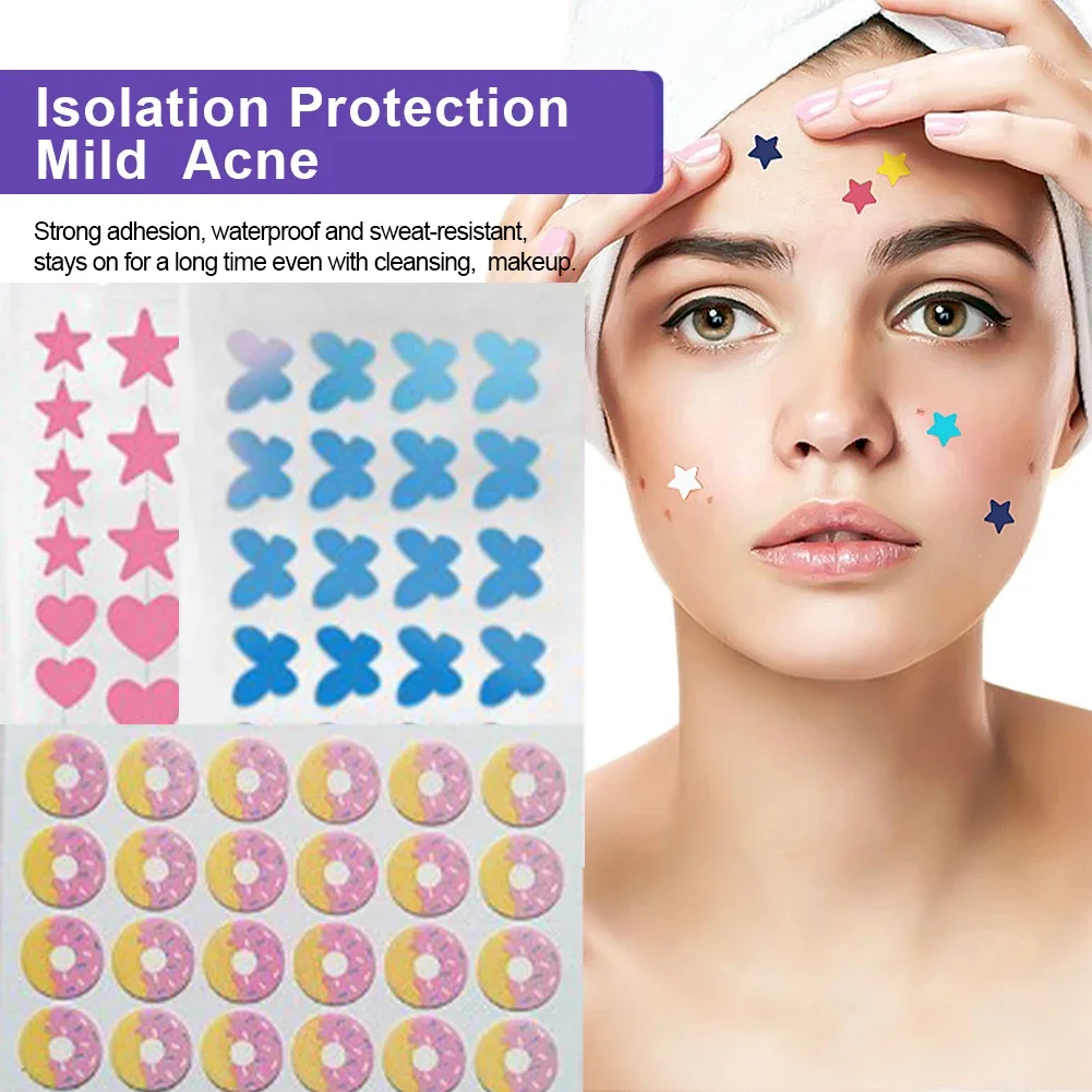 별 여드름 패치, 보이지 않는 여드름 제거 스킨 케어 스티커, 다채로운 컨실러 페이스 스팟 뷰티 메이크업 도구, 10 장
