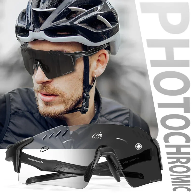 SCVCN UV400 Photochromic Sunglasses Cycling Glasses Sports Men MTB Road Bicycle Eyewear Goggles Night Cycling Eyewear