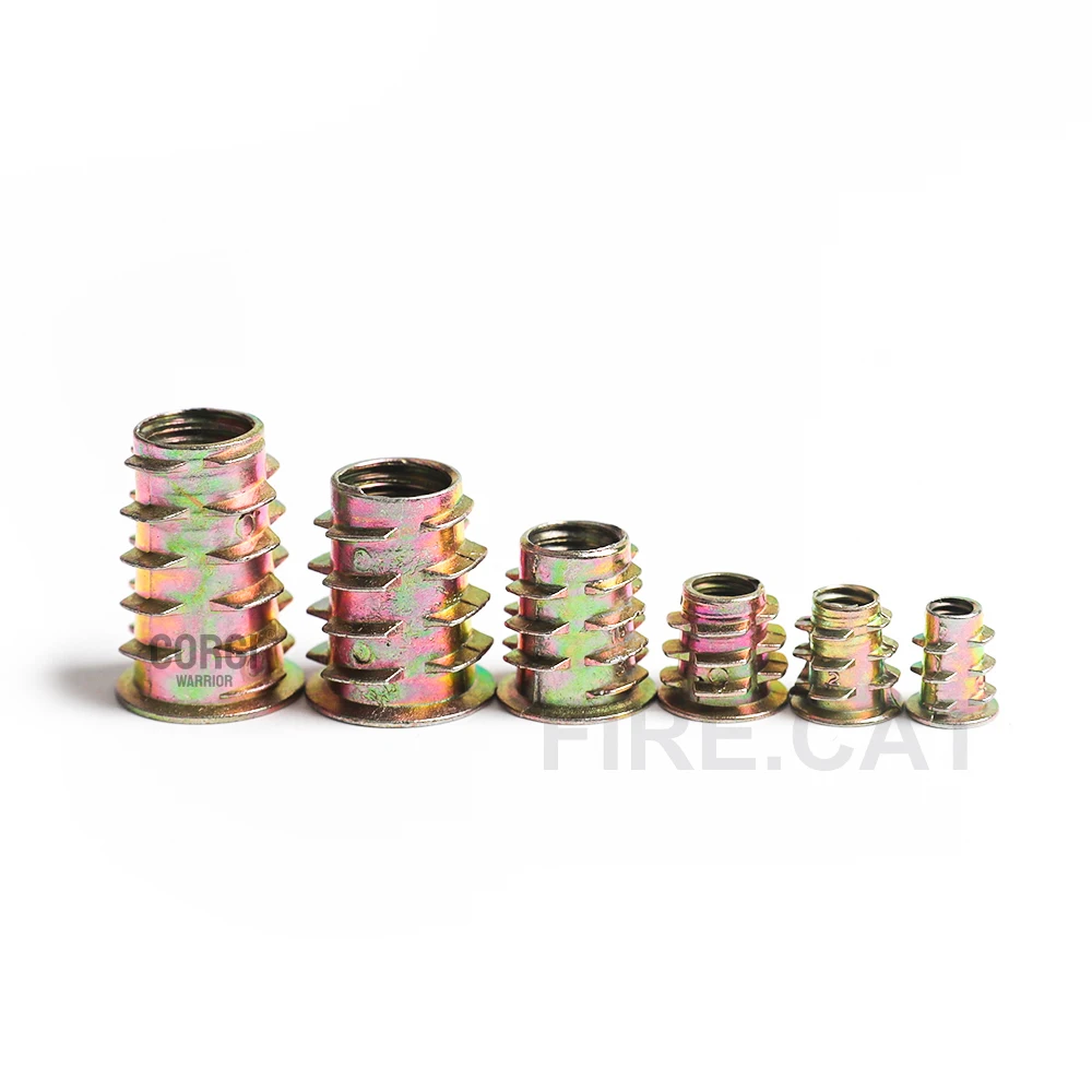 Zinc Alloy Hex Socket Threaded Insert Nuts Assortment Kit M4 M5 M6 M8 M10 70-265 Pieces Flanged Screw Inserts for Wood Forniture