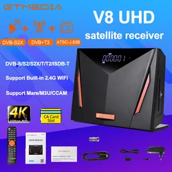 GTMEDIA V8 UHD Satellite Receiver，DVB-S/S2/S2X,DVB+T/T2/ISDB-T/Cable，4K HD quality Built-in 2.4G WIFI Support ccam M3U function