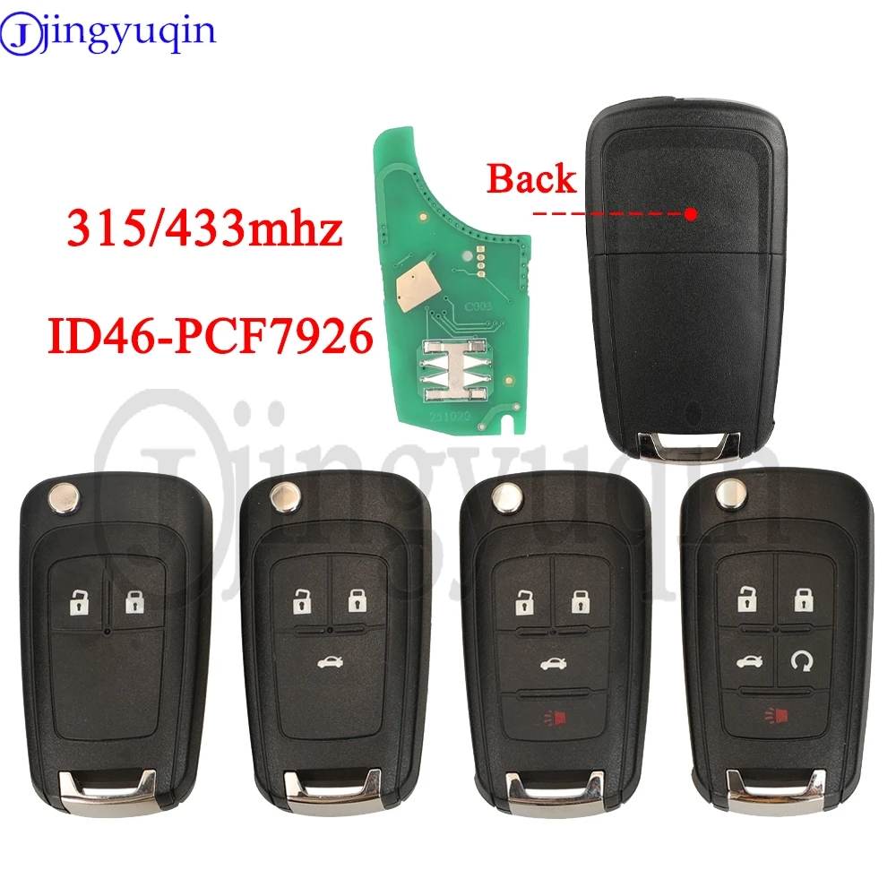 

jingyuqin 2/3/4/5 Buttons 315/433Mhz ID46 PCF7926 Car Remote Key For Chevrolet Cruze Aveo Epica Lova Camaro Impala Trax Orlando
