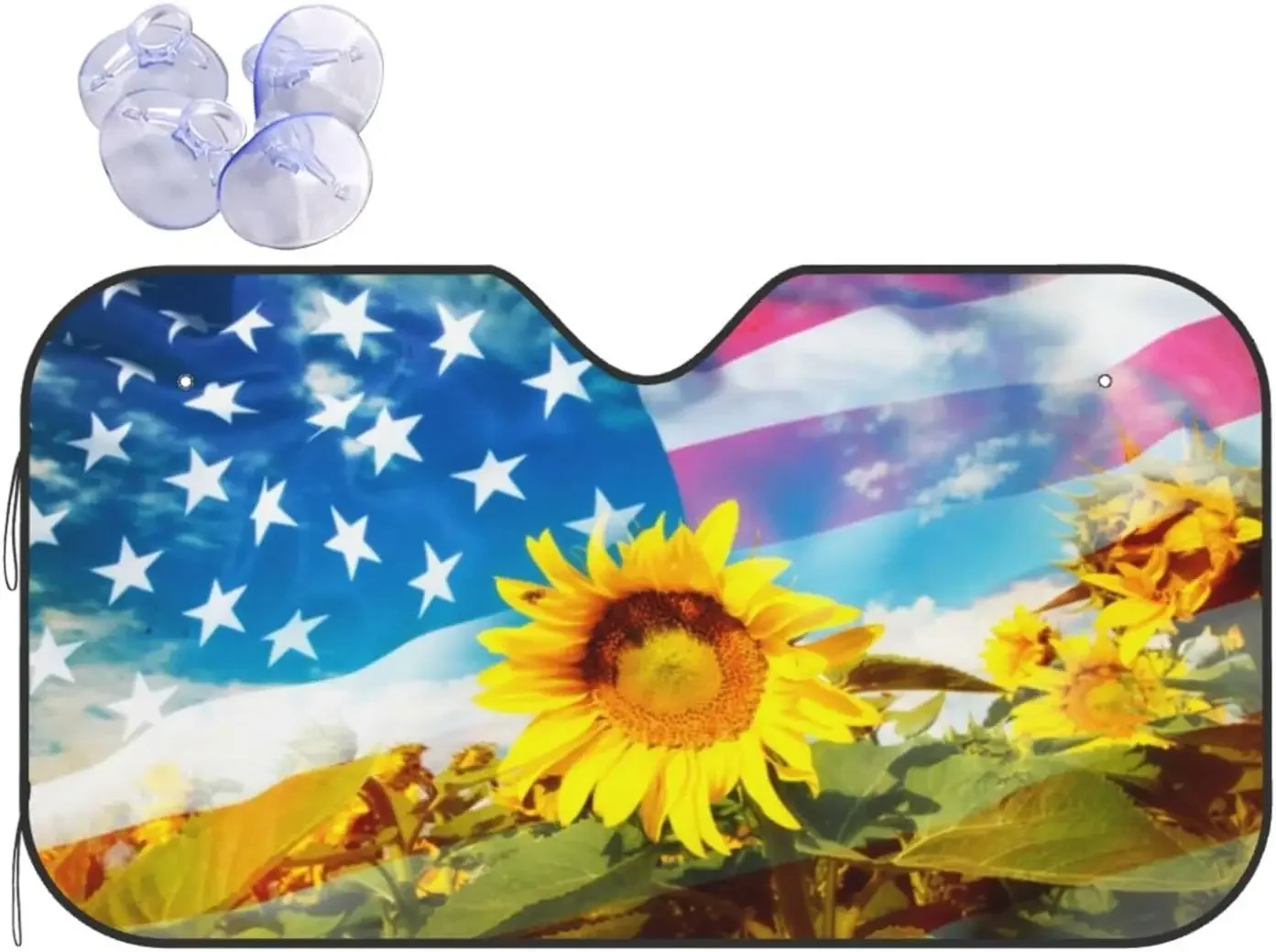 

American Flag Sunflower Sun Sha Car Front Window Sunsha For Most Sedans SUV Blocks Uv Rays And Keeps Your Vehicle Cool