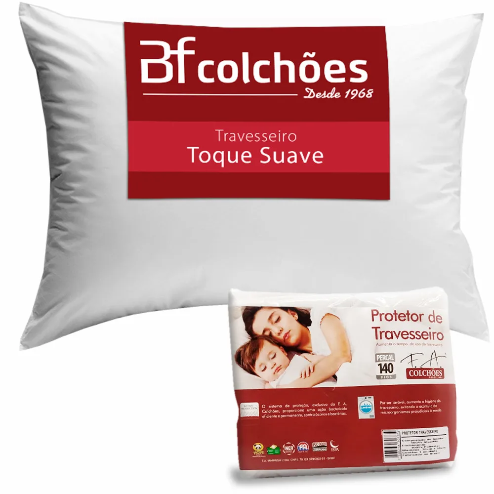 50x70cm Anti-Allergic Silicone Fiber Pillow Kit + Matte Pillow Protector 100 Cotton BF Mattons