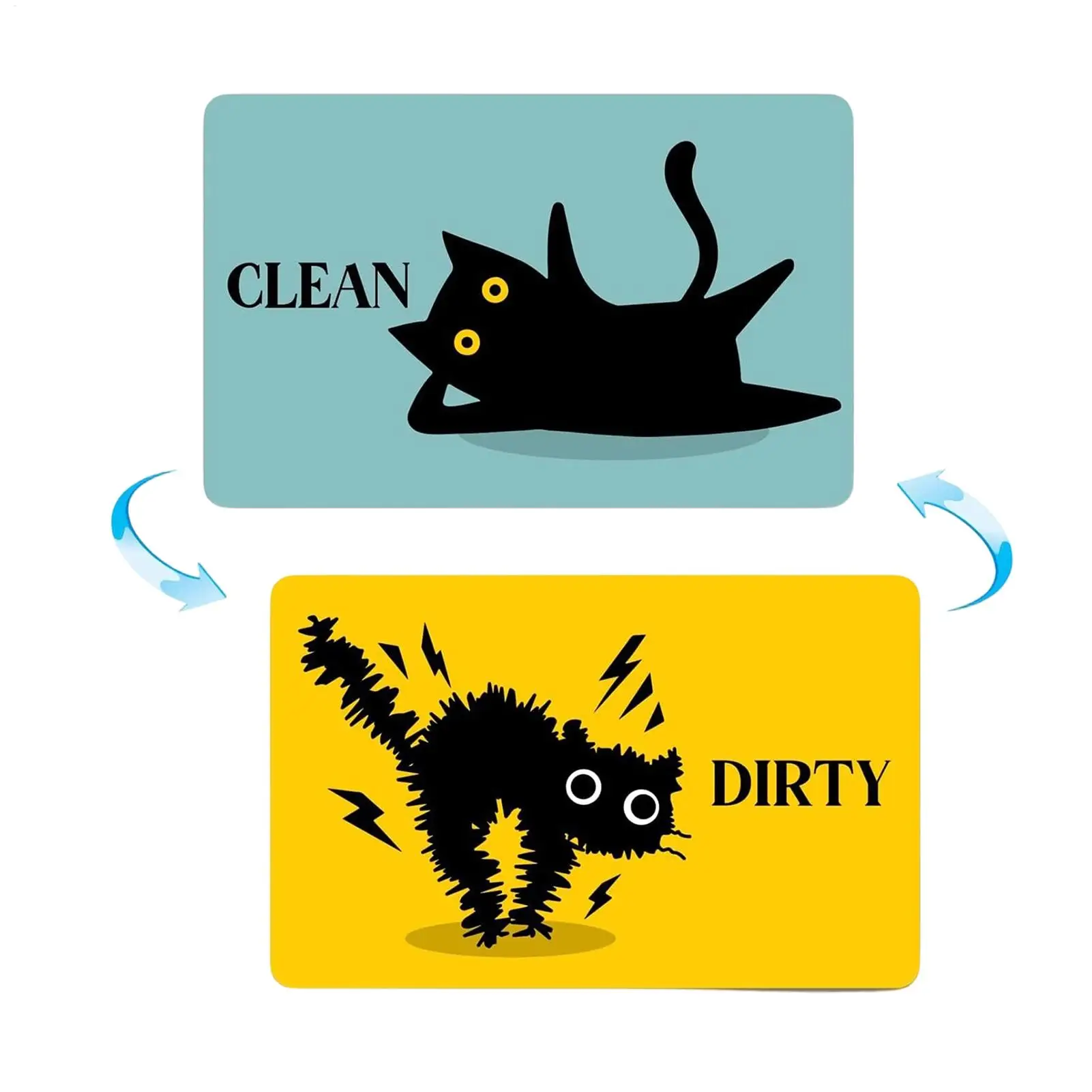 Dishwasher Magnet Clean Dirty Sign Double Sided Cute Cat Print Strong Magnetic Kitchen Decor Fridge Home Apartment Accessory