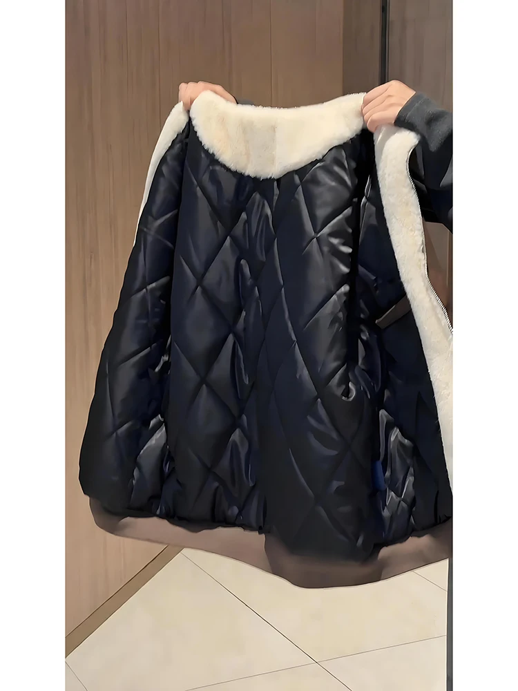 

Brown PU Leather Jaet Men's Winter ort Thiened Collar Cotton Workwear American Sle Warm Casual Long Sve Coat