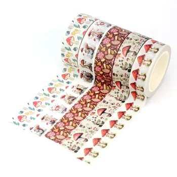 2023 Nieuwe 1Pc 10M Decoratieve Herfst Rode Champignons En Bladeren Washi Tape Set Voor Scrapbooking Planner Plakband Schattig Briefpapier