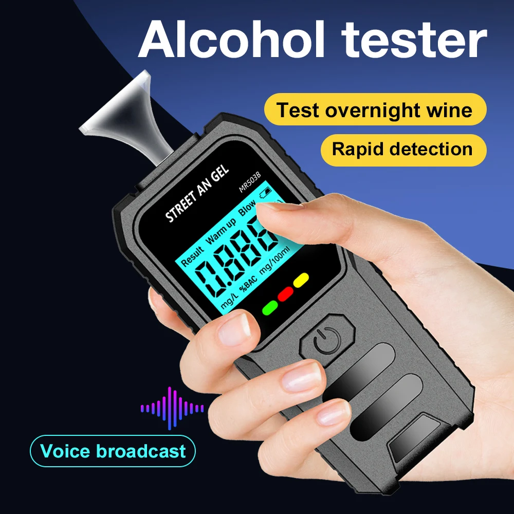 NEW Digital Breath Alcohol Tester High Sensitivity Breathalyzer With LCD Display Drunk Driving Analyzer Professional Analyzer