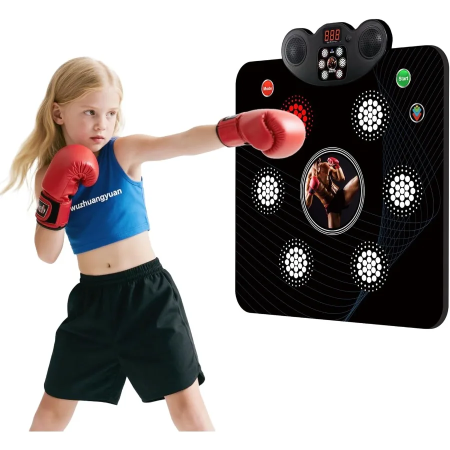 

Музыкальный боксерский тренажер с перчатками, 9 режимов, 420 уровней, 7 световых эффектов, оборудование для тренировки реакции и памяти, не требует установки.