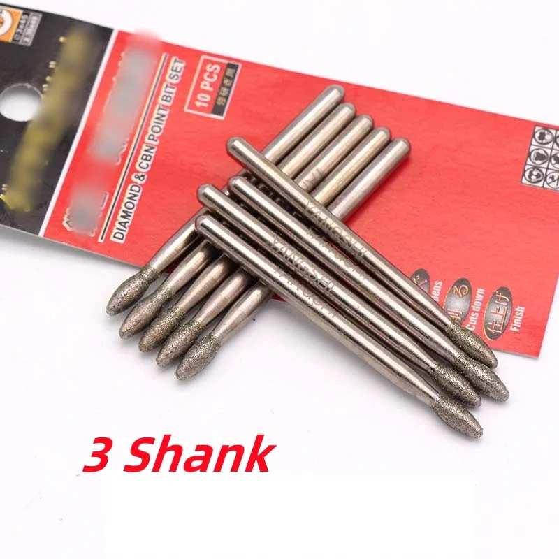 3/4mm 3mm Shank Olive Shaped Grinding Head Carving Engraving Bits For Dremel Rotary Tools