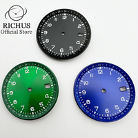 RICHUS 33.5mm Watch Dial With Date Window Green Luminous Sterile For NH35 Automatic Movement Accessories Parts