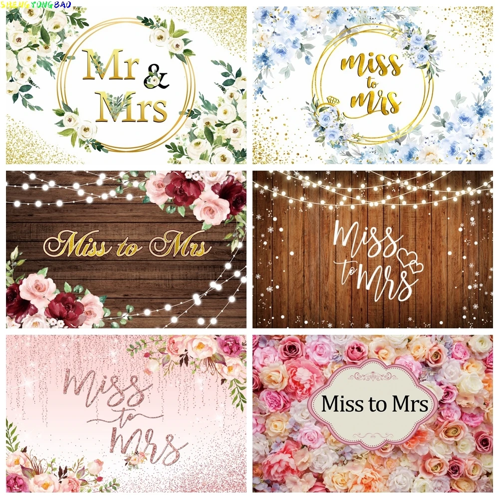 

Photography Background Mr & Mrs Floral Flower Wedding Bride To Be Engagement Bridal Shower Party Decor Backdrop Photo Studio