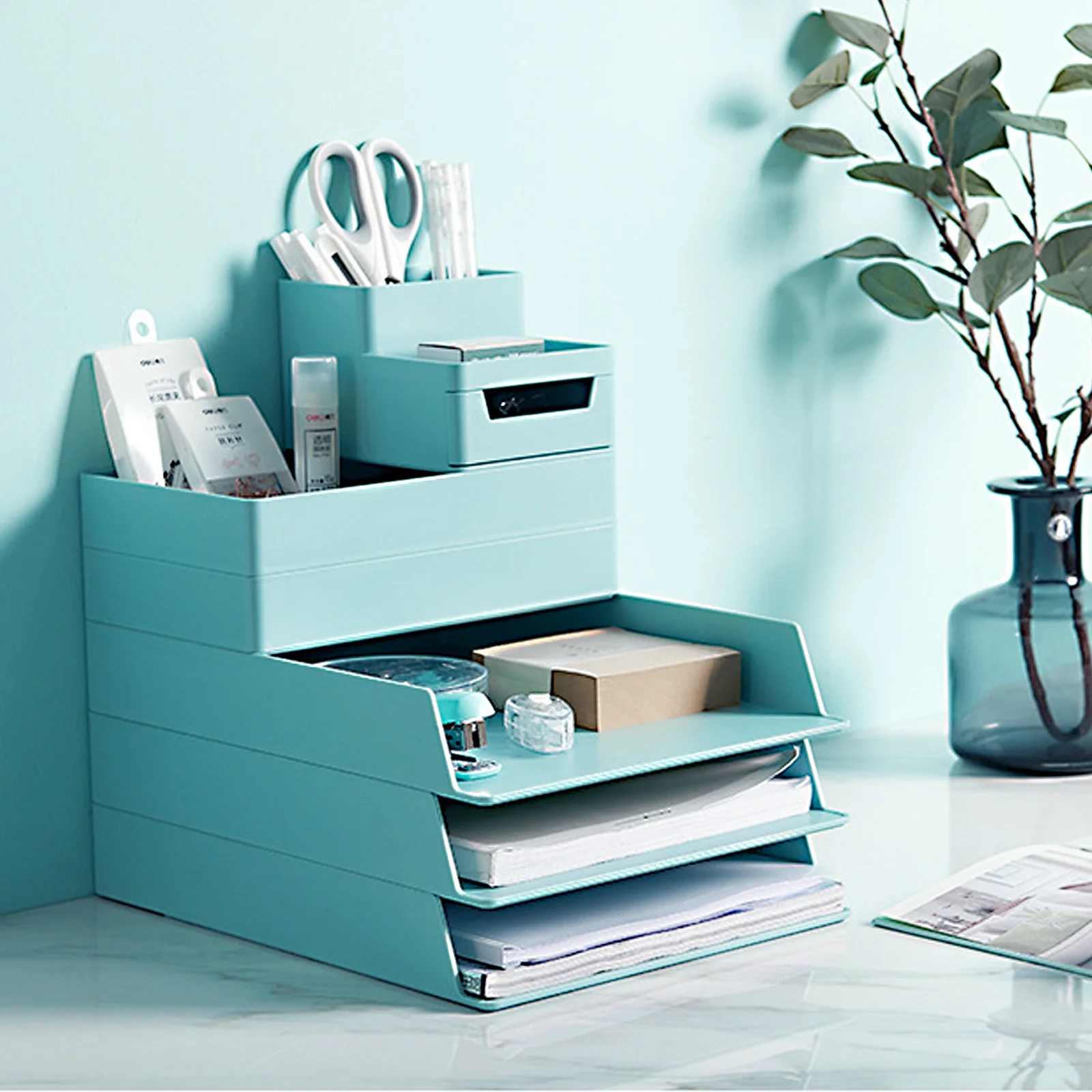 

1Pcs Office Desk Storage Box Drawer Style Large Capacity Sundries Organizer Plastic Case for Stationery Cables Phones