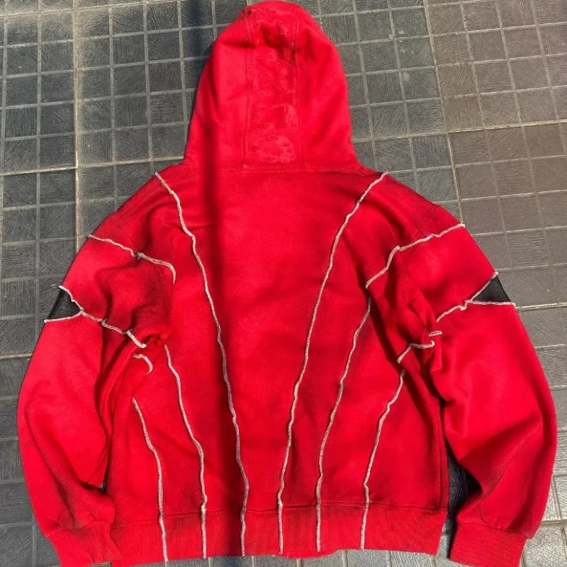 ハロウィン クトゥルフ アイド パッチワーク エステティック パンク オーバーサイズ パーカー ダーク ゴシック ハイストリート クリエイティブ ファッション 長袖 プルオーバー