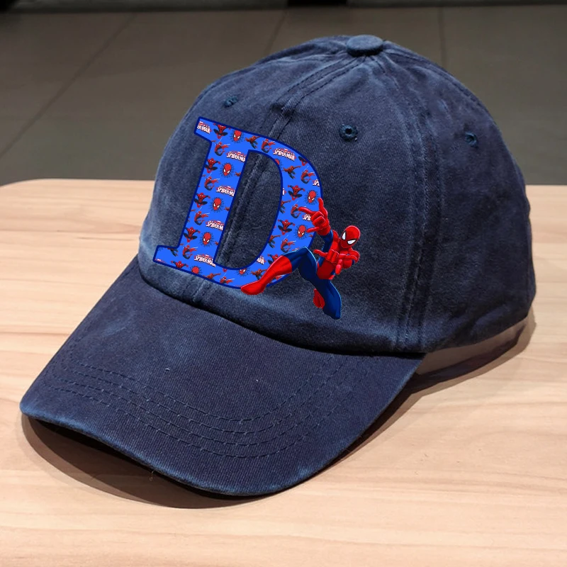 

Spidermans Men Baseball Cap Marvels Anime Letter A-Z Sun Hat Adult Outdoor Sunbonnet Europe America Retro Headgear Birthday Gift