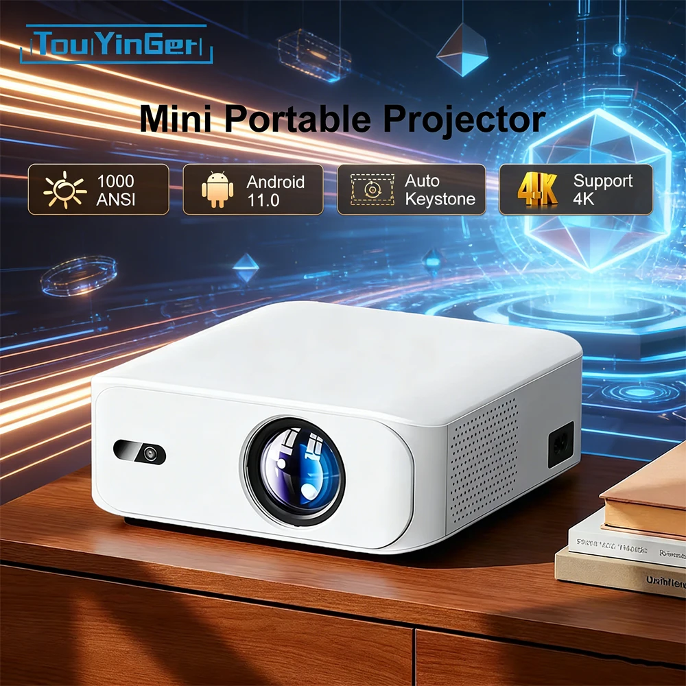 

Портативный мини-проектор Touyinger L9W Ultra: Full HD видео, Smart Android, автозум и коррекция трапецеидальных искажений для кемпинга