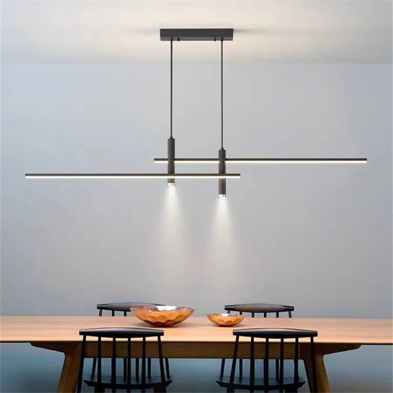 

Long line chandelier light Dining room spot light minimalist light creative kitchen island light designer dining table light