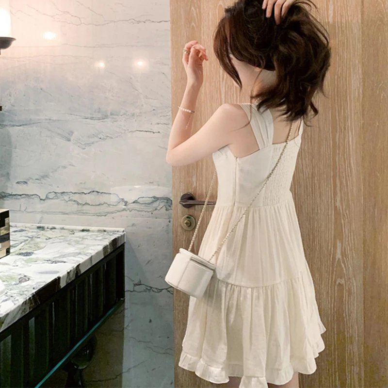French Retro White Strapless Dress for Women, Summer Waist - Slimming and Temperament First - love Dress, Short Skirt for Petite