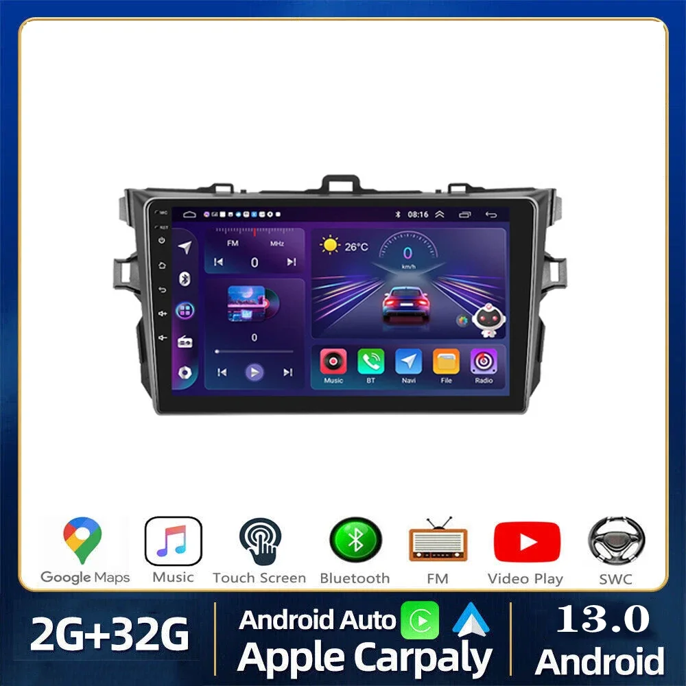 

2Din 9" 4G Android 13 Car Radio stereo Multimedia Players GPS For Toyota Corolla E140 E150 2006 - 2013 Head Unit Carplay