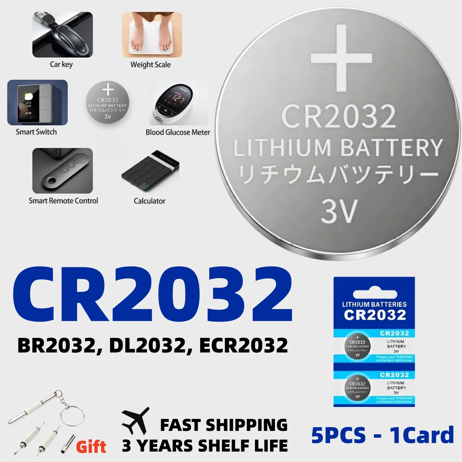 2-10PCS CR2032 3V Lithium Coin Cell Battery DL2032 BR2032 ECR2032 2032 for Car Key Fob Watch Clock Remote Mini Electronic Device