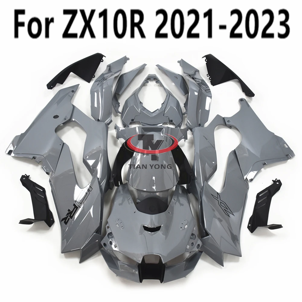 Motorcycle For ZX10RR 2021-2022-2023-2024 ZX10R ZX 10R Cowling Bright cement gray black hollow letters Full Fairing Kit Bodywork