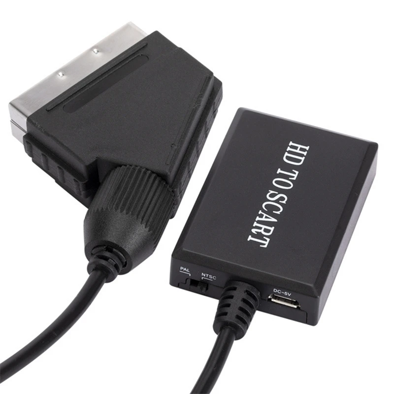 Super Sale HDMI to SCART Converter with USB Charge Cable Plug and Play HDMI to SCART Video Audio Adapter