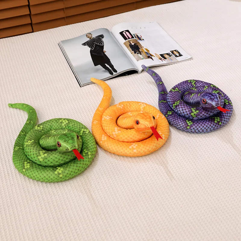 Juguete de peluche de serpiente en espiral de colores simulados, almohada larga suave de Pitón, Juguetes Divertidos de broma, 120CM