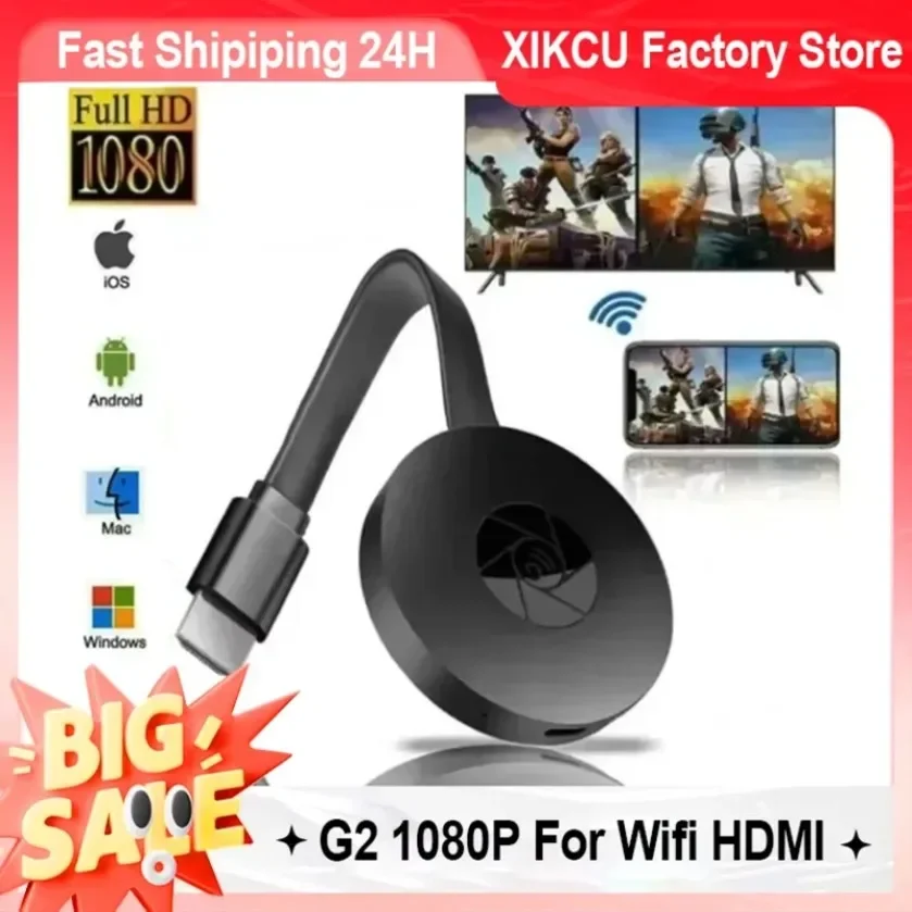 XIKCU محمول G2 1080P HDMI-متوافق مع شاشة MiraScreen Anycast Wifi Miracast Dongle متوافق مع شاشة مرآة TV ios