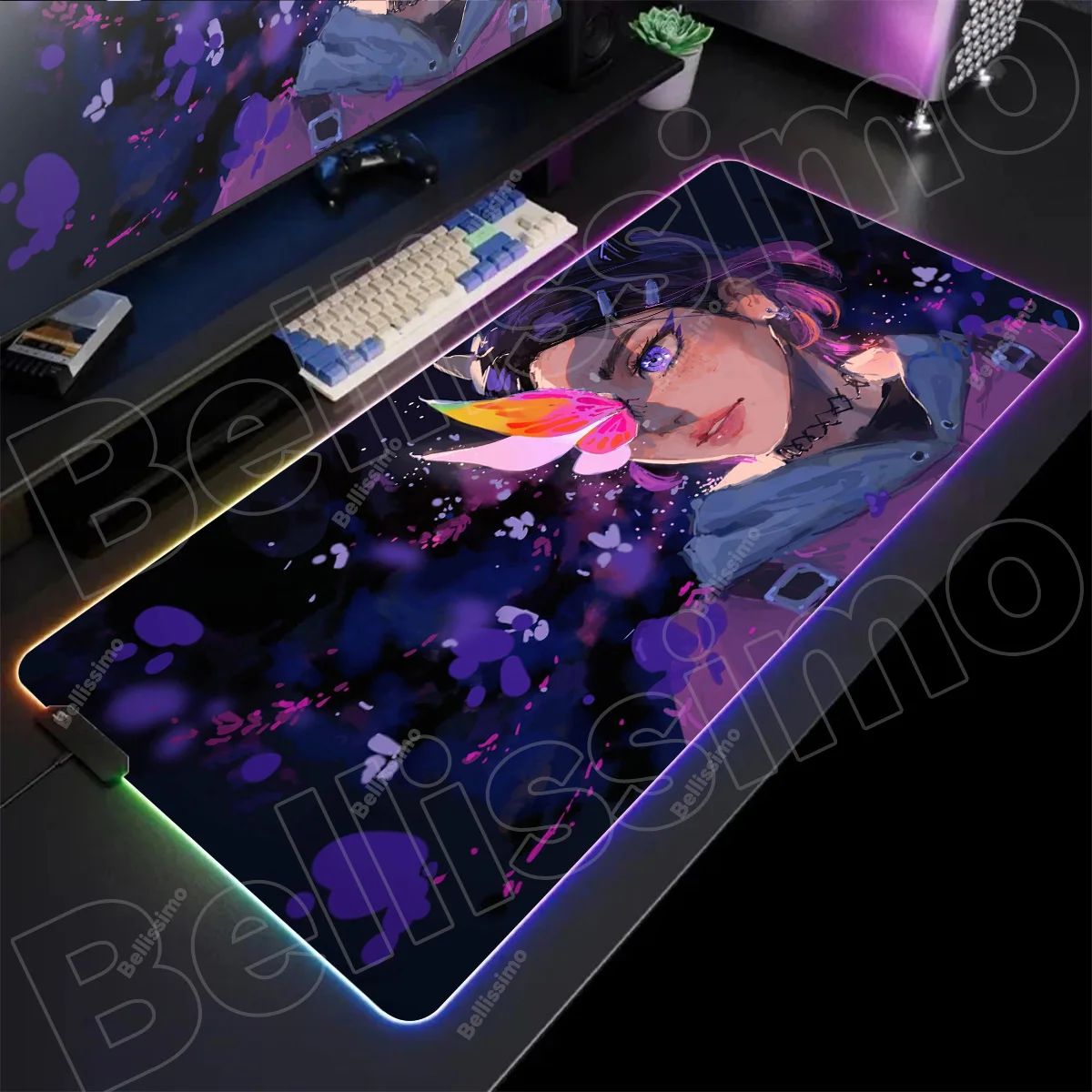 Mouse Pad Gamer Clove Valorant Rgb Desk Mat Back Light Led Mousepad Setup Gaming Accessories Deskmat Big Mousepad Backlight