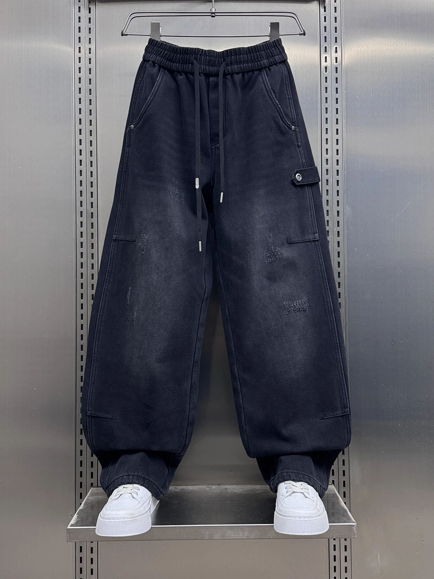 

Мужские повседневные брюки American Sle Fce с подкладкой, свободного кроя, прямые, широкие штанины, осенне-зимние, новые