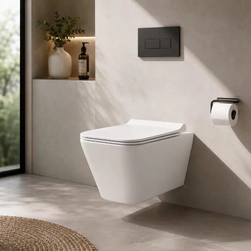 White Concealed Water Tank WC Deodorant Compact Design Modern Household Bathroom Wall Mounted Ceramic Toilet