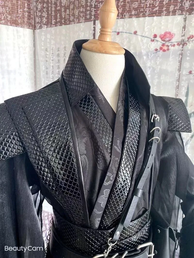 Hij Xuan Cosplay Kostuum Pruik Sha Po Lang Karakter Tian Guan Ci Fu Chang Geng Mo Runde Cosplay Kostuum Black Hanfu Voor Dames Mannen