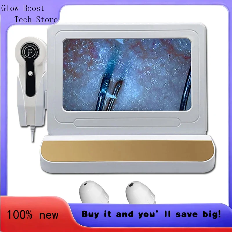

Glow 10 Inch LCD Scalp Detector Digital Hair Skin Analyzer Microscope Hair Follicle Testing and Skin Analysis Magnifie