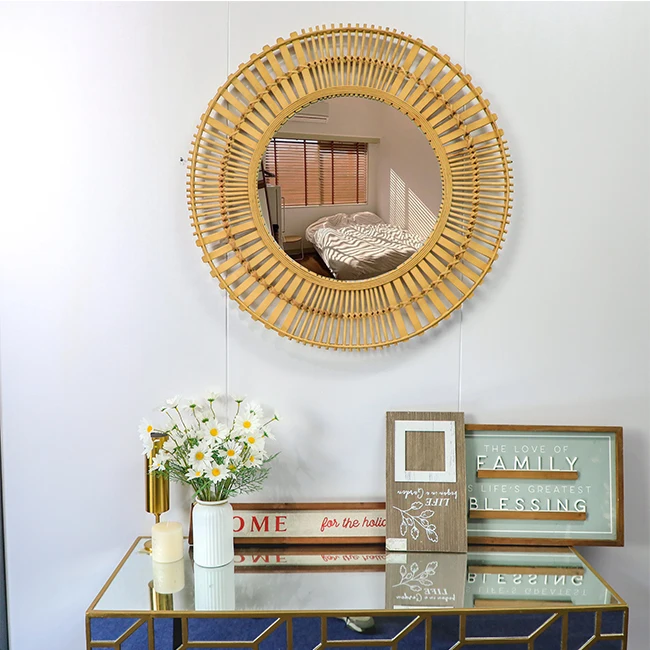 Great details round large decorative wall mirrors classic bamboo wall mirror for home decoration