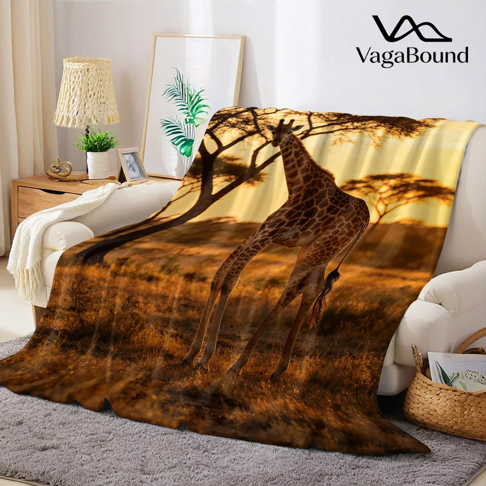 Cute Giraffe Safari Flannel Blanket Warm Soft Halloween Christmas All-Season Couch Decorative Cozy Warm Gift