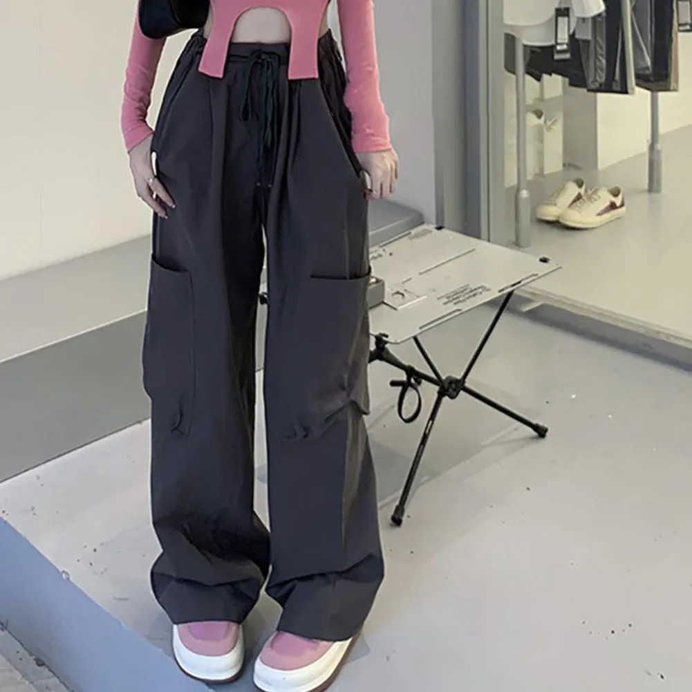 

Для повседневных прогулок, повседневные брюки, брюки-карго большого размера, повседневные джоггеры для женщин, повседневная полиэфирная ткань, однотонный дизайн