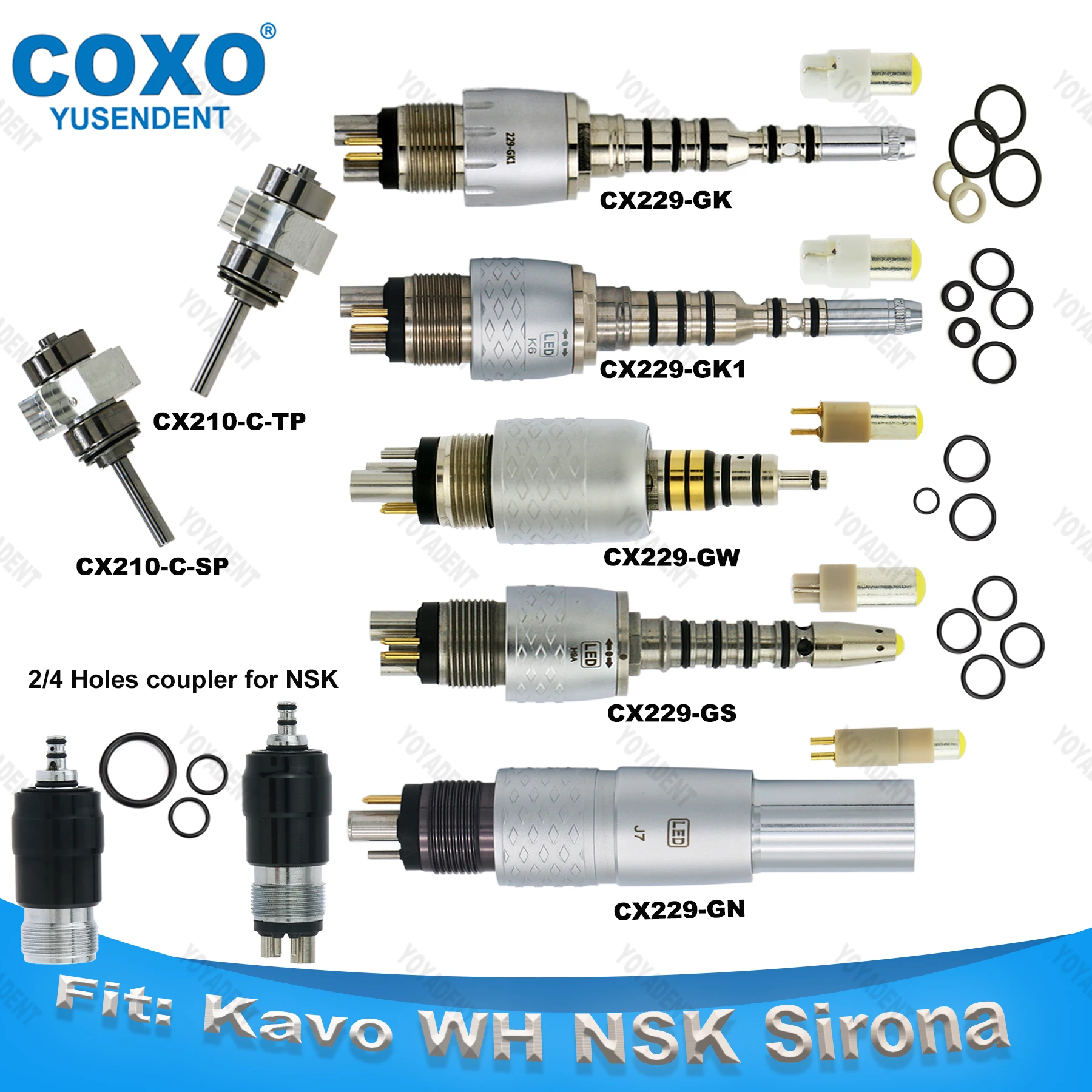 COXO Dental Turbine LED Coupler Replacement Bulb Seal Coupling O Rings For KAVO NSK WH SIRONA  Anti-Oil Autoclavable Universal