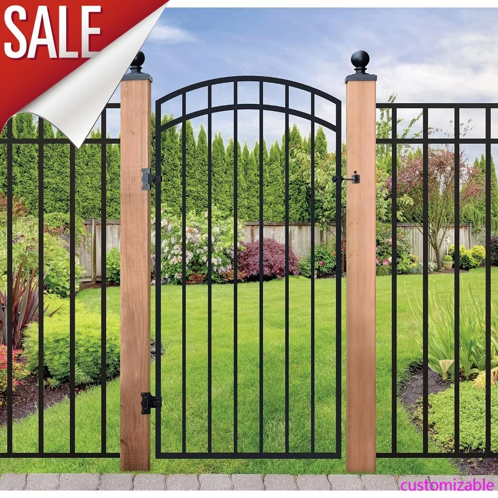 Nuvo Iron GGI0440 33 de ancho x 68 puertas de riel superior arqueadas granate con acabado negro, diseñadas para 36 aberturas