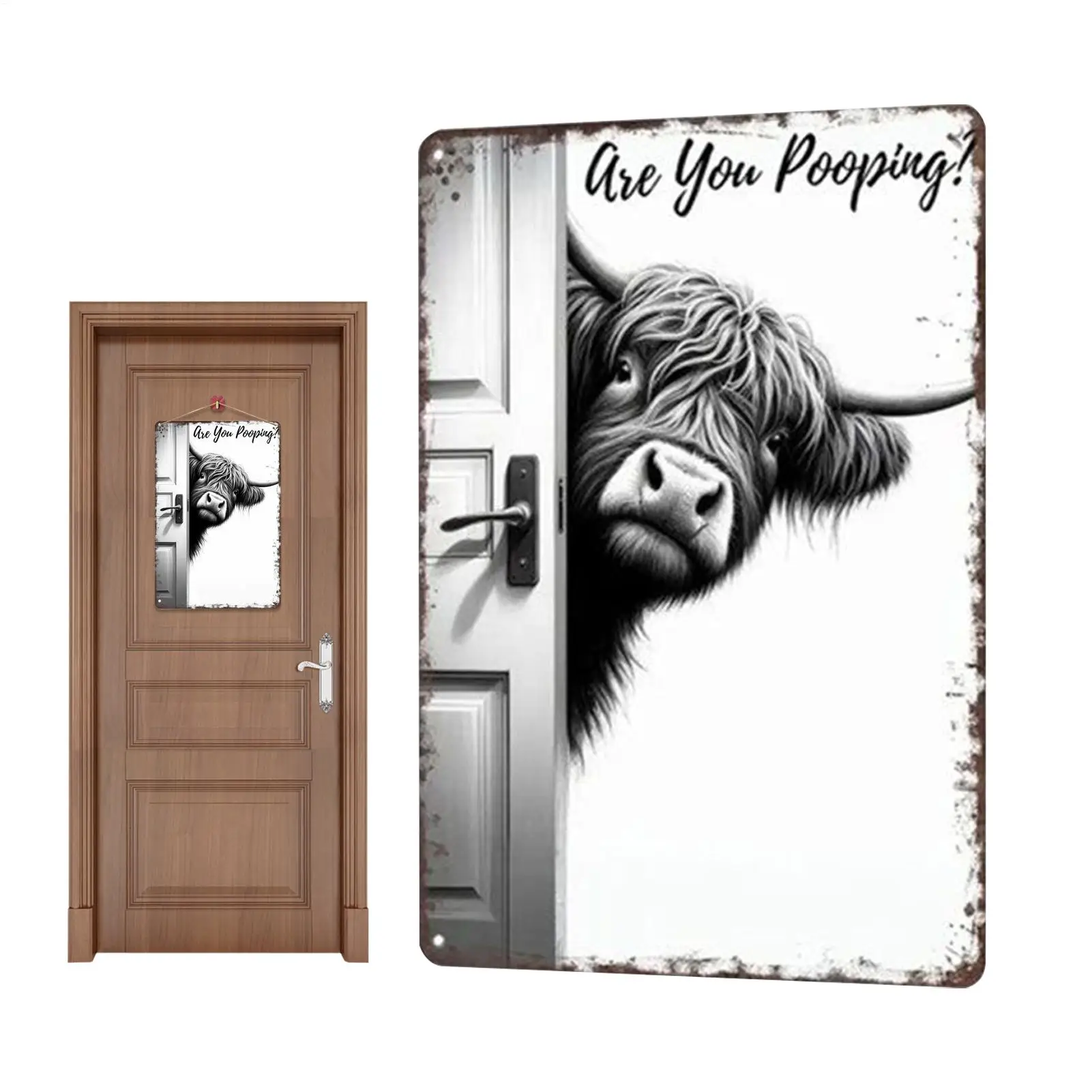 Badezimmer-Wandkunst-Dekoration im Farmhouse-Stil, Modernes Lustiges Schild mit Bauernhoftieren, Wandbilder für Büro, Wohnung, Toilette, Waschraum-Tür