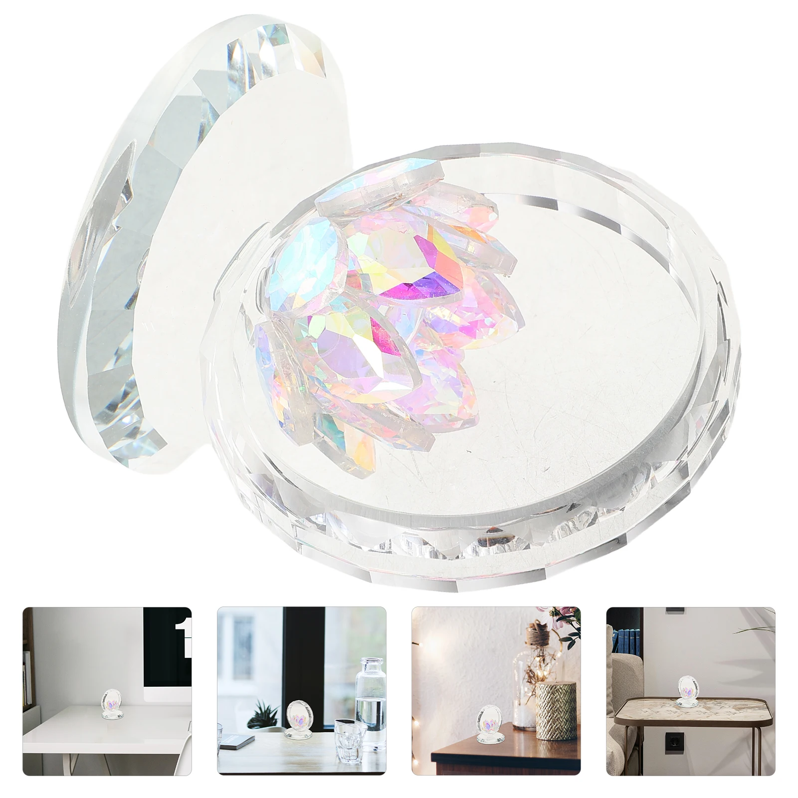 

Crystal Lotus Ornament Decorative Feng Shui 3D Art Design Clear Reflection Home Office Living Room Decoration Glass