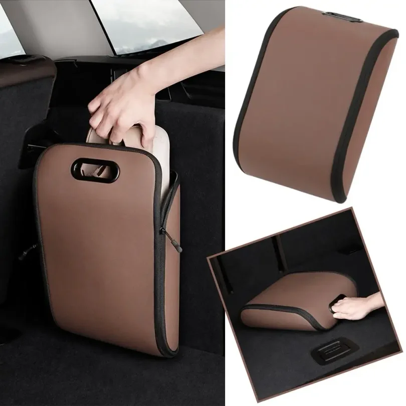 Car Shoe Storage Box PVC Leather Car Organizer With Silent Zipper Large Capacity Space Saving Auto Accessory Trunk Seat Storage view 2