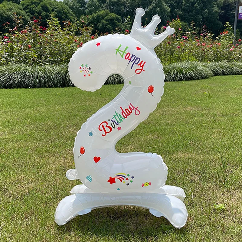 32inches Birthday Anniversary Balloons 123 Year Crown Number Balloon Baby Shower Birthday Party Decoration For Kids Adult Globos