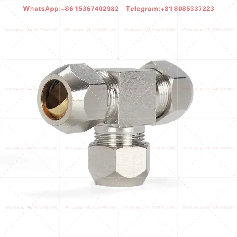 10PCS Copper nickel plated card sleeve joint high-pressure copper tube T-shaped three-way valve