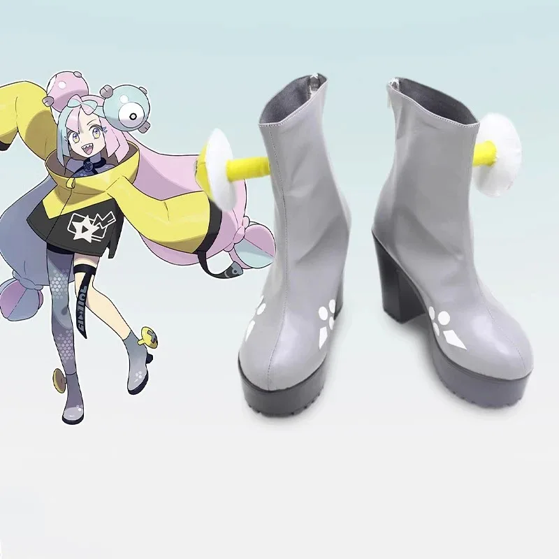 Anime Scarlet and Violet Iono Cosplay Boots Wig Green Pink Mix Long Wig Heat Resistant Synthetic Halloween Party Wigs Shoes