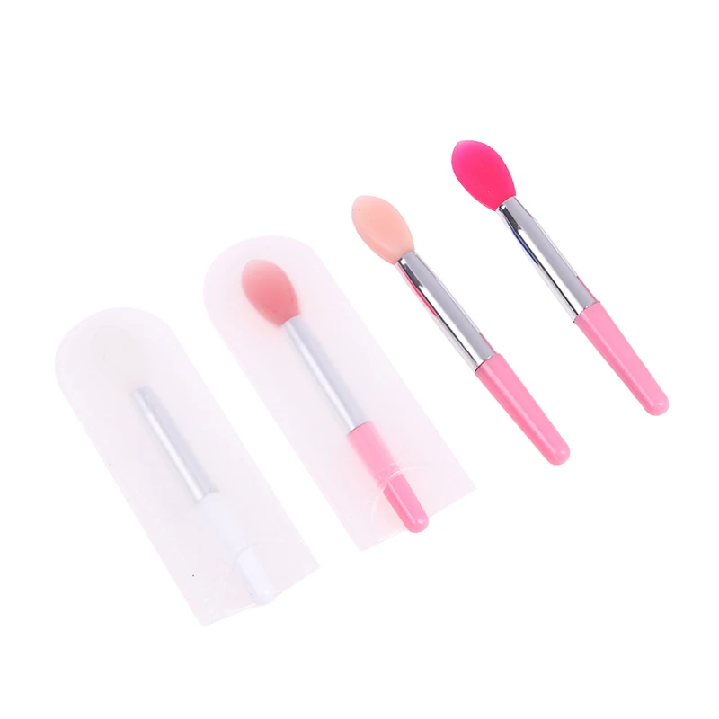 1PCS Small Makeup Brushes Lipstick Applicator Brushes With Anti-lost Cover For Lip Care Makeup Use Silicone Lip Brush