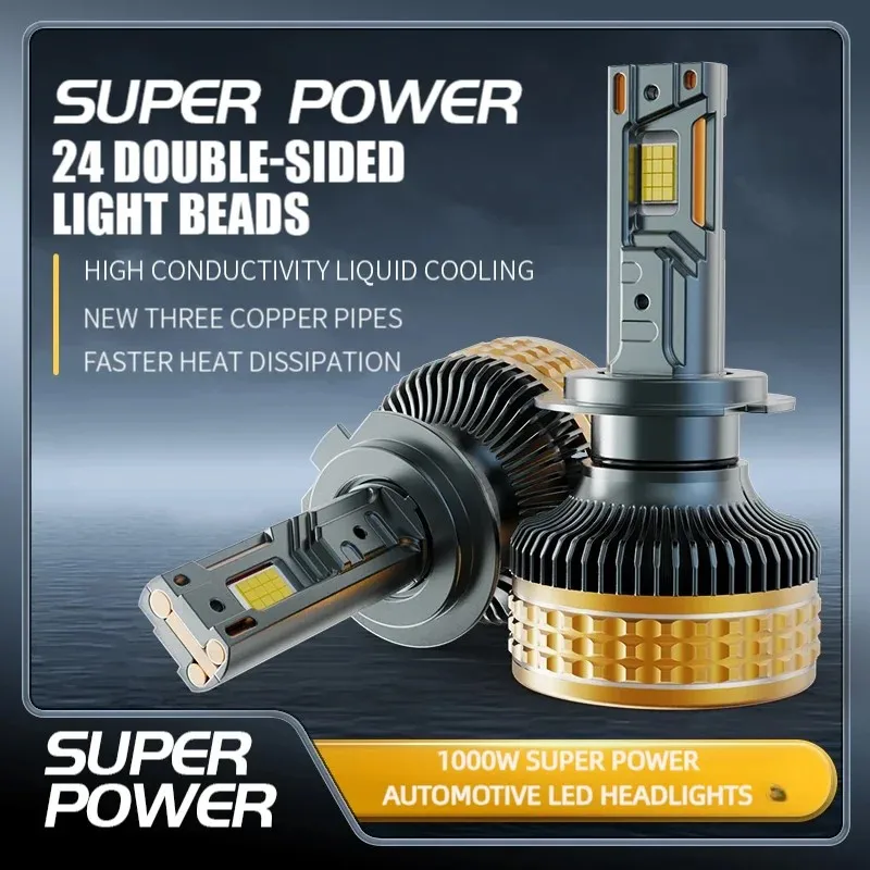 1000W High Power Super Bright LED Headlight Bulbs H7 H4 H1 H3 H11 H8 H9 9005 HB3 9006 HB4 9012 12V 128600LM Automotive Lamp 2PCS