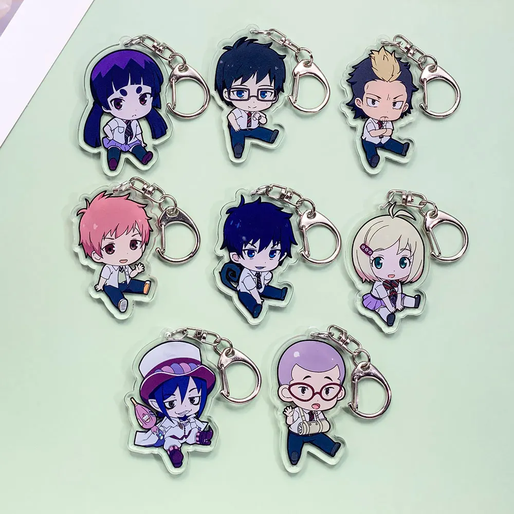 8 Piezas de Llaveros de Acrílico de Personajes de Anime Blue Exorcist, Accesorios para Bolsos, Colgantes para Mochilas, Anillos para Llaves, Regalos para Amigos