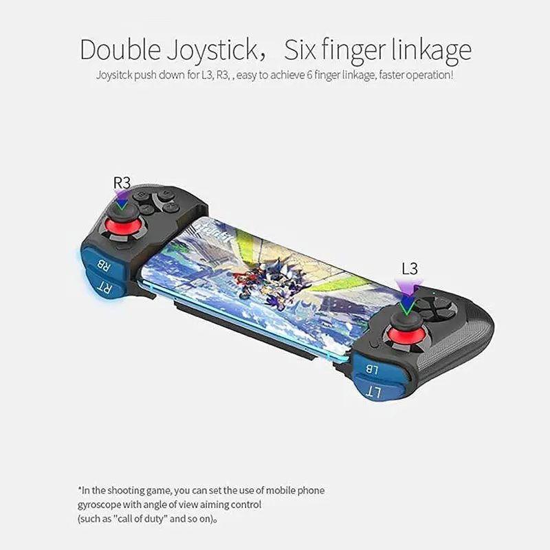 Bezprzewodowy kontroler Bluetooth do iPhone'a, rozciągliwy, 3D Joystick kontrolery do gier PC Controle dla pary/Android