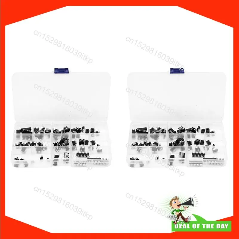 August 170 Pieces 10 Types Integrated Circuit Chip Assortment Kit, DIP IC Socket Set For Opamp Single Precision Timer Pwm