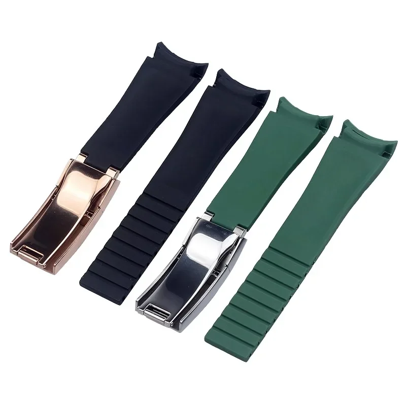 20mm 21mm Rubber Watchband for Rolex Submariner DAYTONA GMT Yacht-Master Silicone Strap Black Watch Band Bracelet