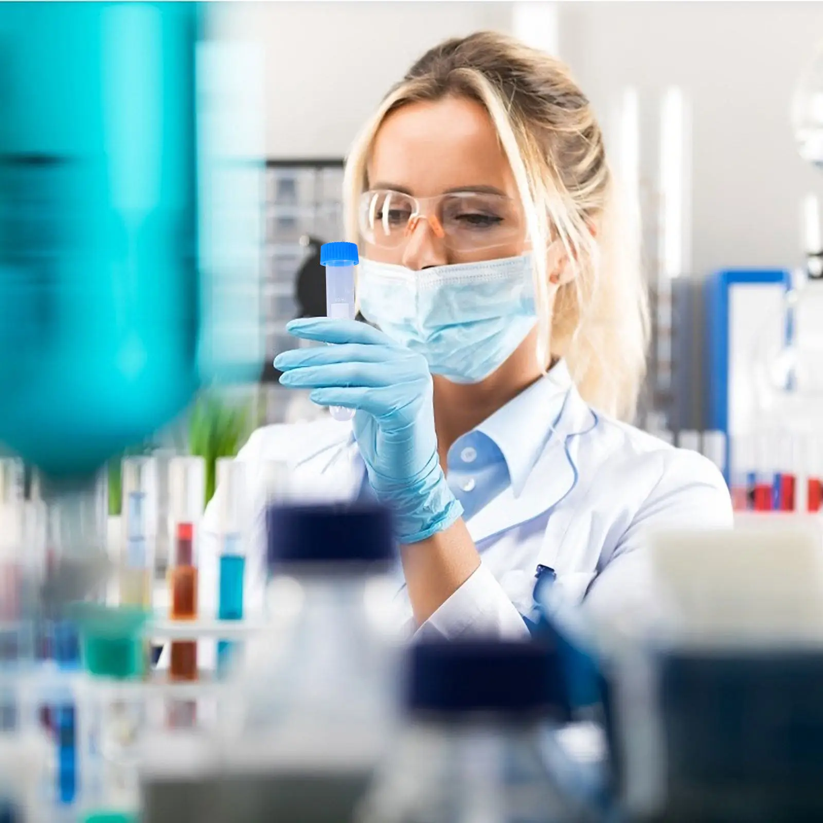 

100 шт. пробирок для центрифугирования объемом 10 мл, прозрачные флаконы с герметичными крышками для экспериментов, анализа, пищевых красителей и рукоделия